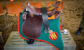One of the many steel arch saddles purchased by the troop on display for the VIP guests to see