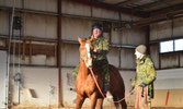 Photo taken by Cpl Roberts – The new Troop MCpl gets his first taste of riding. He likes it… I think?