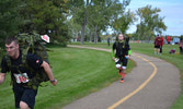 Cpl Lawrence MacKenzie and Lt Alex Young racing towards the finish line. Edmonton AB, Photo by MCpl M.W. Korenowski July 2016.