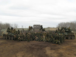 Recce Squadron complete showing off their ghillie suits in front of Fort Recce.  Members of LdSH(RC) were deployed  from 18 October to 5 November 2010 at CFB Wainwright conducting mounted and dismounted training.

Photo by: Master Warrant Officer John Pudar, Recce Squadron