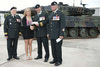 From Left to Right:  Honorary Colonel of the Armoured School, Mr. John Swanton, scholarship recipient, Whitney Boulter, CO of LdSH(RC), LCol Paul Peyton and RSM CWO Tony Batty