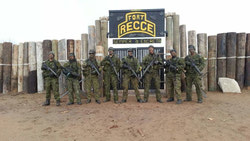 The CPC team prepared to depart for its third long range patrol. L-R Corporal Muirhead, Corporal Skaarup, Lieutenant Simpson, Corporal Smith, Corporal Hewison, Corporal Brisbois-Bergeron, Corporal Downey, Master Corporal Hume.